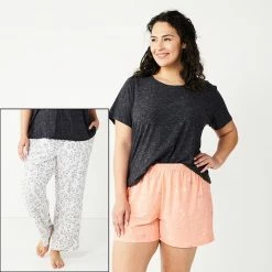 Plus Size Sonoma Goods For Life® 3-pc. Pajama Top, Pajama Pants & Pajama Shorts Sleep Set Blue Stripe Heart -Sonoma Goods For Life shop unnamed file 3423