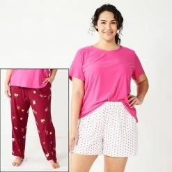 Plus Size Sonoma Goods For Life® 3-pc. Pajama Top, Pajama Pants & Pajama Shorts Sleep Set Blue Stripe Heart -Sonoma Goods For Life shop unnamed file 3424