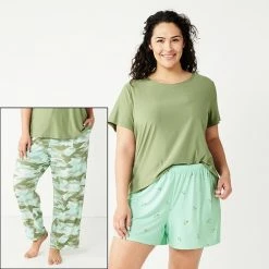 Plus Size Sonoma Goods For Life® 3-pc. Pajama Top, Pajama Pants & Pajama Shorts Sleep Set Blue Stripe Heart -Sonoma Goods For Life shop unnamed file 3425