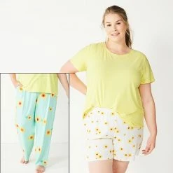 Plus Size Sonoma Goods For Life® 3-pc. Pajama Top, Pajama Pants & Pajama Shorts Sleep Set Blue Stripe Heart -Sonoma Goods For Life shop unnamed file 3428