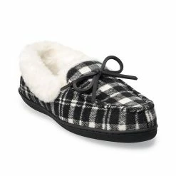 Women's Sonoma Goods For Life® Plaid Felt Moccasin Red Black Plaid