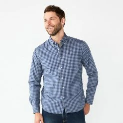 Men's Sonoma Goods For Life® Perfect-Length Button-Down Shirt Blue Plaid Check -Sonoma Goods For Life shop unnamed file 347