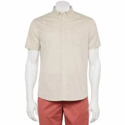 Men's Sonoma Goods For Life® Short Sleeve Perfect Length Button-Down Shirt Olive Waves -Sonoma Goods For Life shop unnamed file 3485