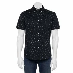 Men's Sonoma Goods For Life® Short Sleeve Perfect Length Button-Down Shirt Olive Waves -Sonoma Goods For Life shop unnamed file 3487