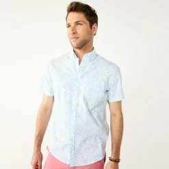 Men's Sonoma Goods For Life® Short Sleeve Perfect Length Button-Down Shirt Olive Waves -Sonoma Goods For Life shop unnamed file 3492