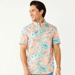 Men's Sonoma Goods For Life® Short Sleeve Perfect Length Button-Down Shirt Olive Waves -Sonoma Goods For Life shop unnamed file 3493