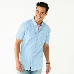 Men's Sonoma Goods For Life® Short Sleeve Perfect Length Button-Down Shirt Olive Waves -Sonoma Goods For Life shop unnamed file 3501