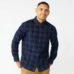 Men's Sonoma Goods For Life® Perfect-Length Button-Down Shirt Blue Plaid Check -Sonoma Goods For Life shop unnamed file 351