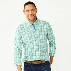 Men's Sonoma Goods For Life® Perfect-Length Button-Down Shirt Blue Plaid Check -Sonoma Goods For Life shop unnamed file 355