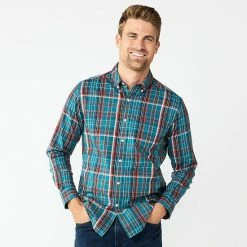 Men's Sonoma Goods For Life® Perfect-Length Button-Down Shirt Blue Plaid Check -Sonoma Goods For Life shop unnamed file 356