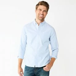 Men's Sonoma Goods For Life® Perfect-Length Button-Down Shirt Blue Plaid Check -Sonoma Goods For Life shop unnamed file 358