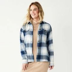 Women's Sonoma Goods For Life® Oversized Shirt Jacket Green Plaid -Sonoma Goods For Life shop unnamed file 3581