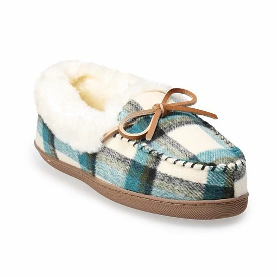 Women's Sonoma Goods For Life® Ivory Plaid Moccasins Teal Ivory Plaid 7 Women's Sonoma Goods For Life® Ivory Plaid Moccasins Teal Ivory Plaid - Image 5