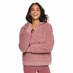 Women's Sonoma Goods For Life® Henley Sherpa Hoodie Mauve -Sonoma Goods For Life shop unnamed file 3654