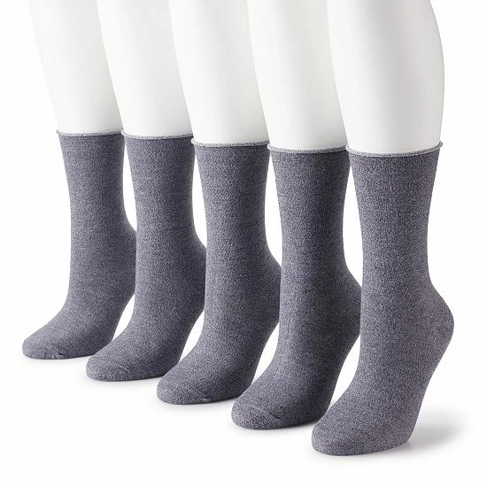Women's Sonoma Goods For Life® 5-Pack Roll Top Crew Socks Gray Marl 3 Women's Sonoma Goods For Life® 5-Pack Roll Top Crew Socks Gray Marl