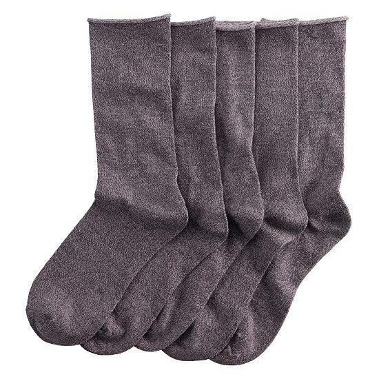 Women's Sonoma Goods For Life® 5-Pack Roll Top Crew Socks Gray Marl 5 Women's Sonoma Goods For Life® 5-Pack Roll Top Crew Socks Gray Marl - Image 3