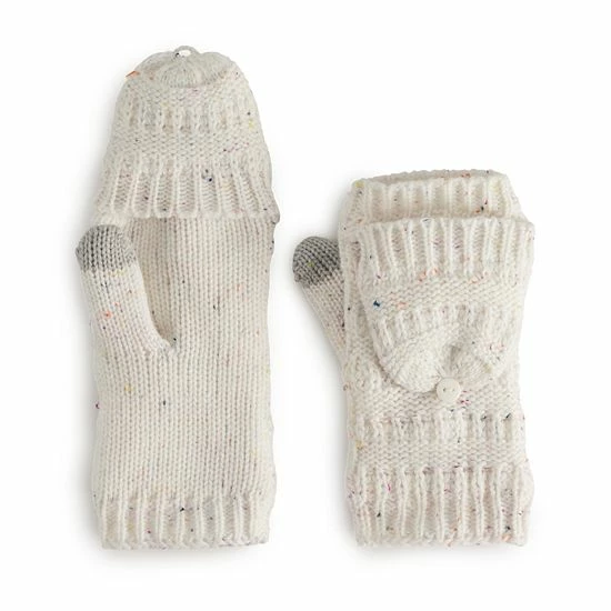 Women's Sonoma Goods For Life® Ladder Stitch Flip Top Mittens Ivory Nep 7 Women's Sonoma Goods For Life® Ladder Stitch Flip Top Mittens Ivory Nep - Image 5