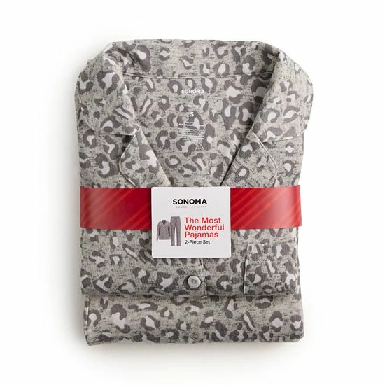 Women's Sonoma Goods For Life® Velour Pajama Shirt & Pajama Pants Sleep Set Black Leopard 7 Women's Sonoma Goods For Life® Velour Pajama Shirt & Pajama Pants Sleep Set Black Leopard - Image 5