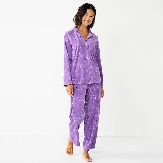 Women's Sonoma Goods For Life® Velour Pajama Shirt & Pajama Pants Sleep Set Black Leopard 13 Women's Sonoma Goods For Life® Velour Pajama Shirt & Pajama Pants Sleep Set Black Leopard - Image 11