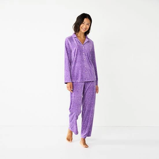 Petite Sonoma Goods For Life® Velour Pajama Shirt & Pajama Pants Sleep Set Ivory Fun Fisle 4 Petite Sonoma Goods For Life® Velour Pajama Shirt & Pajama Pants Sleep Set Ivory Fun Fisle - Image 2