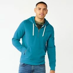 Men's Sonoma Goods For Life® Quarter-Zip Hoodie Green