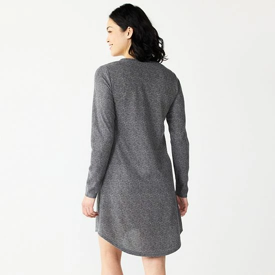 Women's Sonoma Goods For Life® Knit Henley Long Sleeve Sleepshirt Medium Charcoal 4 Women's Sonoma Goods For Life® Knit Henley Long Sleeve Sleepshirt Medium Charcoal - Image 2
