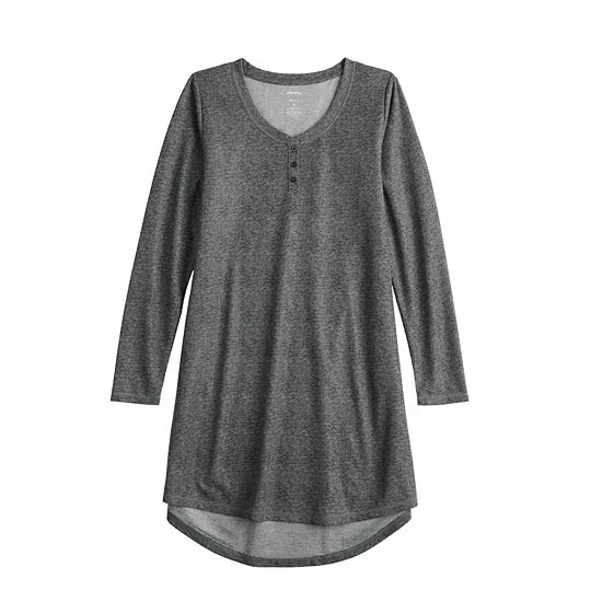 Women's Sonoma Goods For Life® Knit Henley Long Sleeve Sleepshirt Medium Charcoal 5 Women's Sonoma Goods For Life® Knit Henley Long Sleeve Sleepshirt Medium Charcoal - Image 3