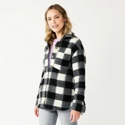 Women's Sonoma Goods For Life® Cozy Shacket Black Plaid -Sonoma Goods For Life shop unnamed file 3982