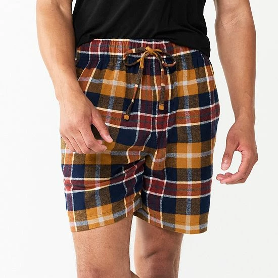 Men's Sonoma Goods For Life® Flannel Sleep Shorts Navy Gold Plaid 7 Men's Sonoma Goods For Life® Flannel Sleep Shorts Navy Gold Plaid - Image 5