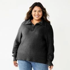 Plus Size Sonoma Goods For Life® Quarter Zip Sweater Mauve -Sonoma Goods For Life shop unnamed file 4154