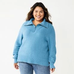 Plus Size Sonoma Goods For Life® Quarter Zip Sweater Mauve -Sonoma Goods For Life shop unnamed file 4156