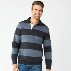 Men's Sonoma Goods For Life® Striped Fleece Rugby Pullover Green Blue Stripe -Sonoma Goods For Life shop unnamed file 4167