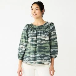 Women's Sonoma Goods For Life® Ruffle Shoulder Peasant Top Blue Vintage Floral -Sonoma Goods For Life shop unnamed file 4238