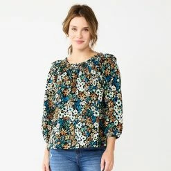 Women's Sonoma Goods For Life® Ruffle Shoulder Peasant Top Blue Vintage Floral -Sonoma Goods For Life shop unnamed file 4239