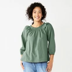 Women's Sonoma Goods For Life® Ruffle Shoulder Peasant Top Blue Vintage Floral -Sonoma Goods For Life shop unnamed file 4240