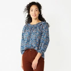 Women's Sonoma Goods For Life® Ruffle Shoulder Peasant Top Blue Vintage Floral -Sonoma Goods For Life shop unnamed file 4242