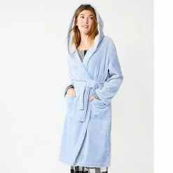 Women's Sonoma Goods For Life® Hooded Plush Long Robe Navy -Sonoma Goods For Life shop unnamed file 4251