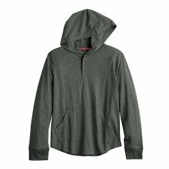 Boys 8-20 Sonoma Goods For Life® Supersoft Henley Hoodie In Regular & Husky Strawberry Parlor