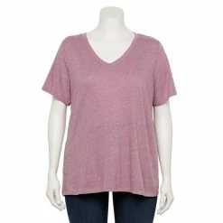 Plus Size Sonoma Goods For Life® Everyday V-Neck Tee Grey Dye Stripe -Sonoma Goods For Life shop unnamed file 4361