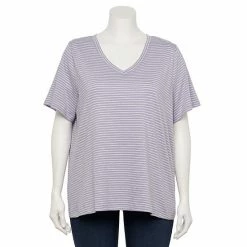 Plus Size Sonoma Goods For Life® Everyday V-Neck Tee Grey Dye Stripe -Sonoma Goods For Life shop unnamed file 4363