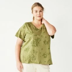 Plus Size Sonoma Goods For Life® Everyday V-Neck Tee Grey Dye Stripe -Sonoma Goods For Life shop unnamed file 4367