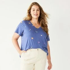 Plus Size Sonoma Goods For Life® Everyday V-Neck Tee Grey Dye Stripe -Sonoma Goods For Life shop unnamed file 4368