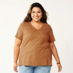 Plus Size Sonoma Goods For Life® Everyday V-Neck Tee Grey Dye Stripe -Sonoma Goods For Life shop unnamed file 4375