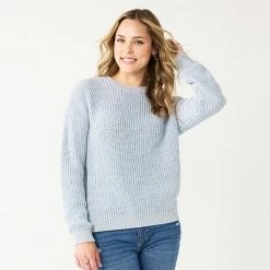 Women's Sonoma Goods For Life® Textured Drop-Shoulder Sweater Blue -Sonoma Goods For Life shop unnamed file 440