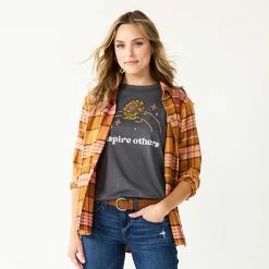 Petite Sonoma Goods For Life® Everyday Flannel Shirt Blue Mix Plaid -Sonoma Goods For Life shop unnamed file 4425