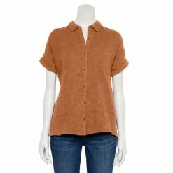 Women's Sonoma Goods For Life® Button-Front Shirt Beige Brown Geo -Sonoma Goods For Life shop unnamed file 4475