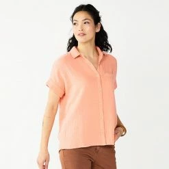 Women's Sonoma Goods For Life® Button-Front Shirt Beige Brown Geo -Sonoma Goods For Life shop unnamed file 4483