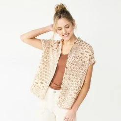 Women's Sonoma Goods For Life® Button-Front Shirt Beige Brown Geo -Sonoma Goods For Life shop unnamed file 4484