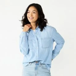 Women's Sonoma Goods For Life® Relaxed Button Down Shirt White Gauze