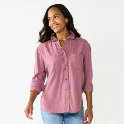 Women's Sonoma Goods For Life® Relaxed Button Down Shirt White Gauze -Sonoma Goods For Life shop unnamed file 4501